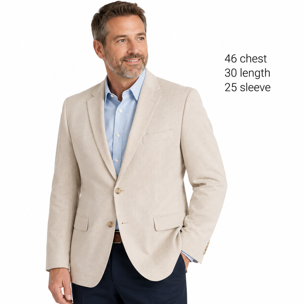 Jos A Bank Tailored Fit Reserve Beige Stripe 100% Cotton Blazer Suit Jacket XL